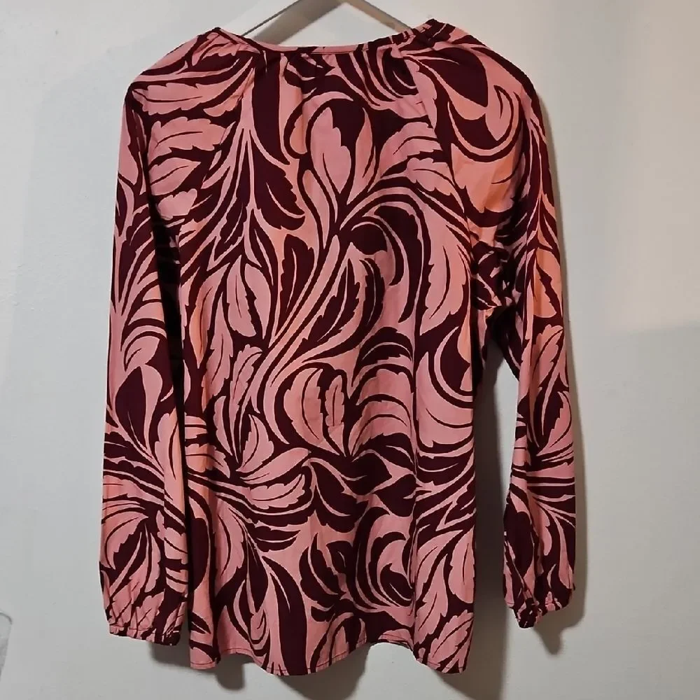 Terra & Sky Pink and Burgundy Blouse 14W